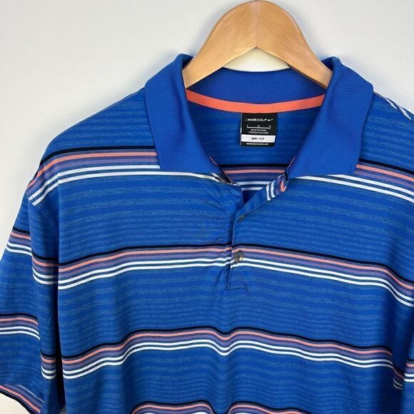 Nike Golf Dri Fit Men’s Polo Short Sleeve Collared Striped Athletic Shirt size L - Picture 3 of 10
